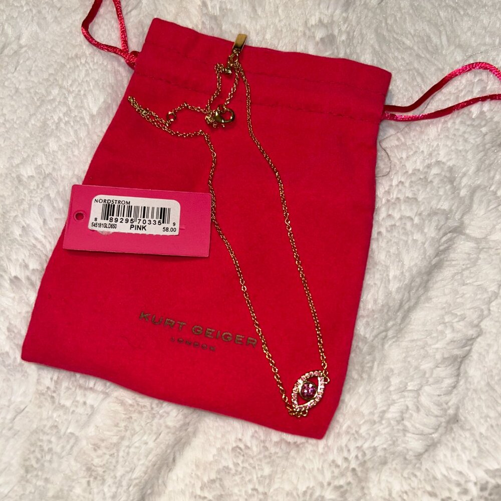 Kurt Geiger Pave Evil Eye Pendant Necklace NWT - Picture 3 of 3